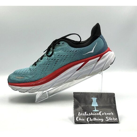 Hoka One One Men's Teal Aquarelle Clifton 8 Running Athletic Shoes Sz 11.5D 3021 - Picture 15 of 16